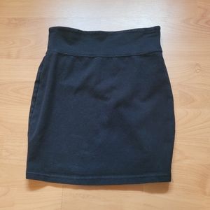 Black cotton mini skirt